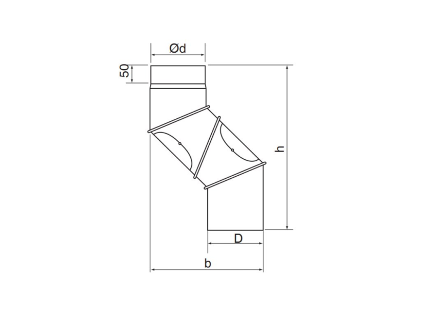 Rura kominowa Almeva kolano nastawne 130/UNI/2 mm 2x otwór czyszczący
