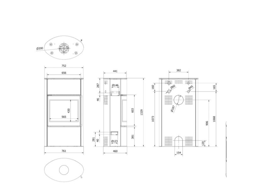 Piec na drewno stalowy KRATKI BJORN/W Ø 150 8 kW