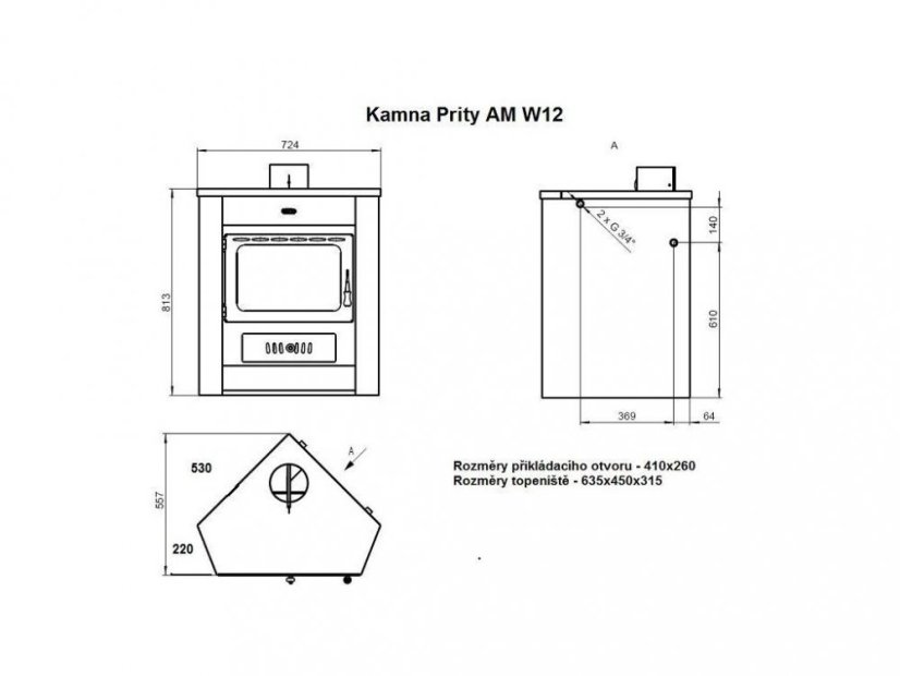 Piec kominkowy Prity AM W12