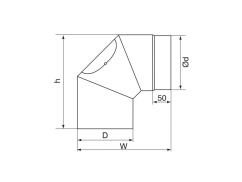 Rura spalinowa kolano Almeva 120/90°/2 mm z otworem czyszczącym
