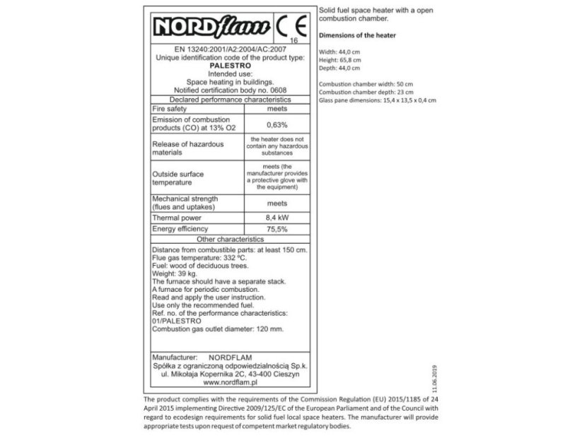 Kominek żeliwny Nordflam PALESTRO patyna